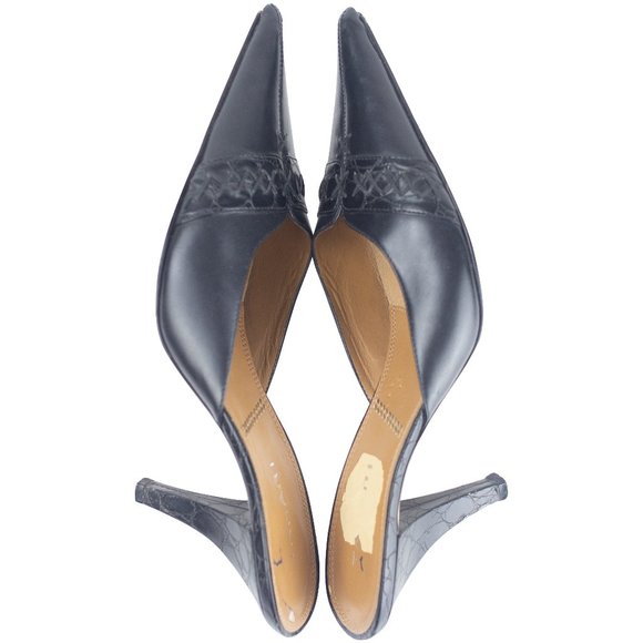 Black pointy toe leather mule (Tahari) - Picture 4 of 7